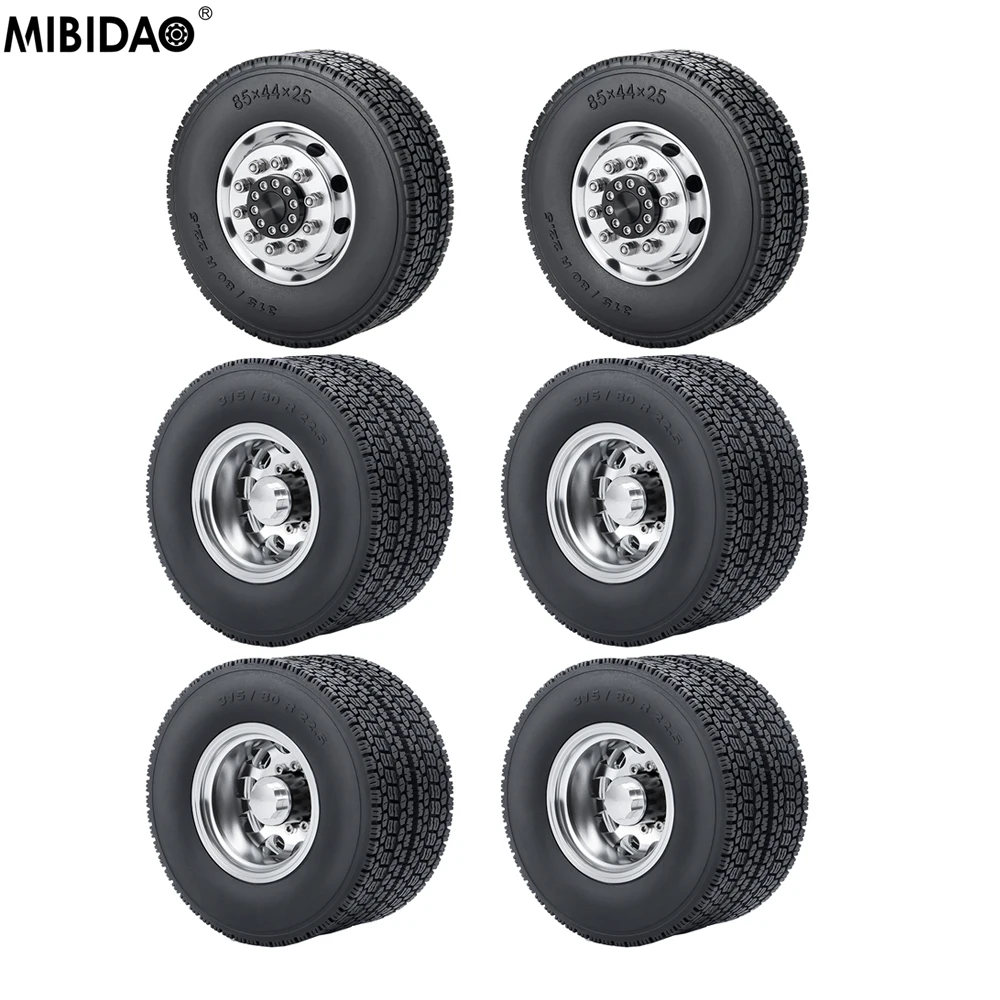 MIBIDAO Front Rear Metal Aluminum Wheel Hub Rims Rubber Tires For Tamiya 1/14 RC Trailer Tractor Truck Car Upgrade Parts
MIBIDAO Front Rear Metal Aluminum Wheel Hub Rims Rubber Tires For Tamiya 1/14 RC Trailer Tractor Truck Car Upgrade Parts