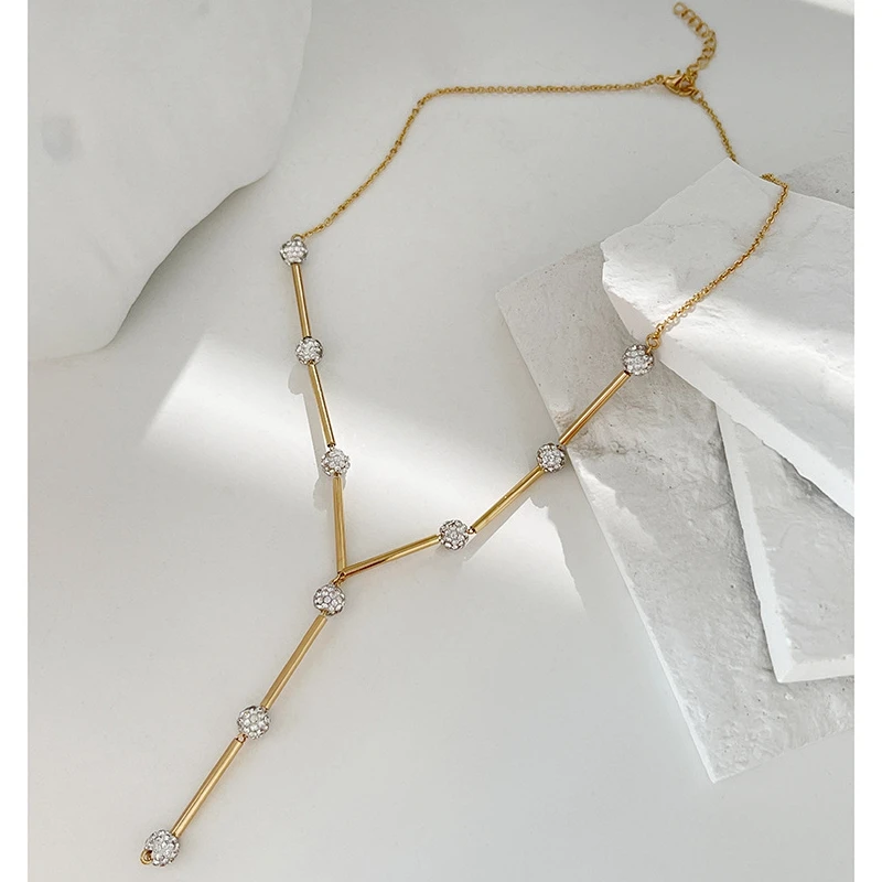 Minar Boho Shiny Rhinestone Ball Y Long Tassel Necklaces Stainless Steel Stick Chain Necklace for Women Wedding Bridal Jewelry
Minar Boho Shiny Rhinestone Ball Y Long Tassel Necklaces Stainless Steel Stick Chain Necklace for Women Wedding Bridal Jewelry