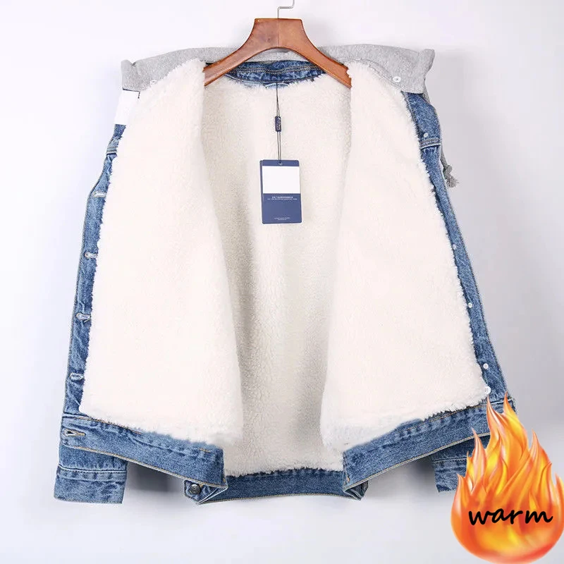 2023 Winter Plus Velvet Warm Hooded Light Blue Denim Jacket Women Korean Basic Loose Single-breasted Streetwear Jacket For Women
2023 Winter Plus Velvet Warm Hooded Light Blue Denim Jacket Women Korean Basic Loose Single-breasted Streetwear Jacket For Women