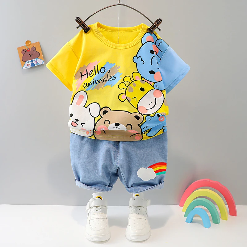 6 Months-3 Years Baby Boy Clothing Sets 2022 Summer Cotton Cartoon Animals Top And Shorts Boys Suits Birthday Party Kids Clothes
6 Months-3 Years Baby Boy Clothing Sets 2022 Summer Cotton Cartoon Animals Top And Shorts Boys Suits Birthday Party Kids Clothes