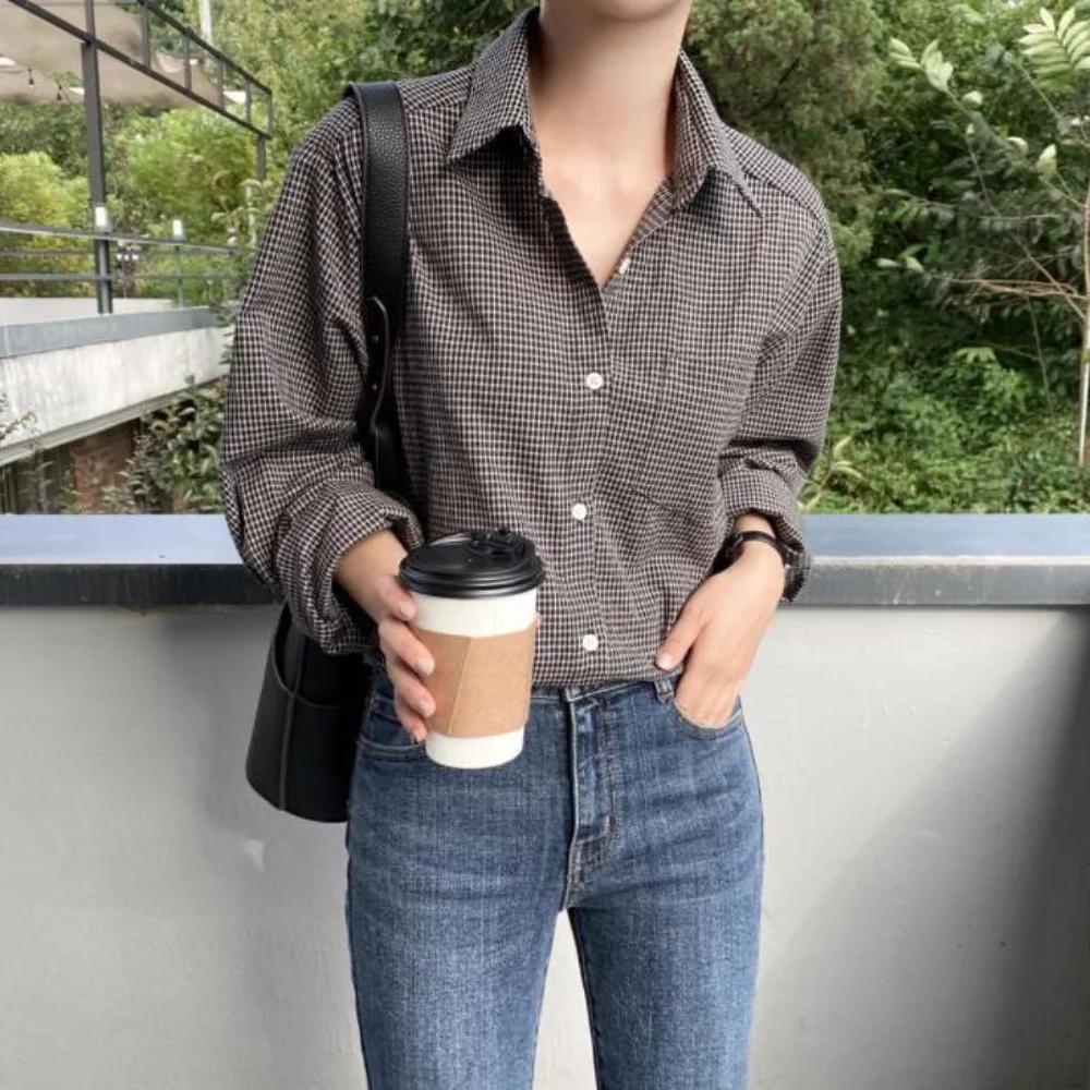Plaid Shirts Women Elegant Basic Classic Turn Down Collar Retro Loose Office Lady Korean Style Long Sleeve Blouses Femme Clothes
Plaid Shirts Women Elegant Basic Classic Turn Down Collar Retro Loose Office Lady Korean Style Long Sleeve Blouses Femme Clothes