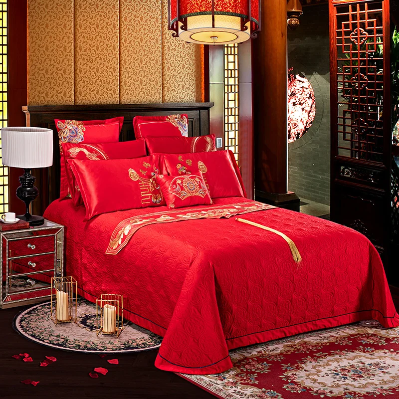 Luxury Red 100% Cotton Wedding Style Quilts spread Blanket Double Lace Decor Quilted Bed Cover Pillowcase King Coverlet
Luxury Red 100% Cotton Wedding Style Quilts spread Blanket Double Lace Decor Quilted Bed Cover Pillowcase King Coverlet