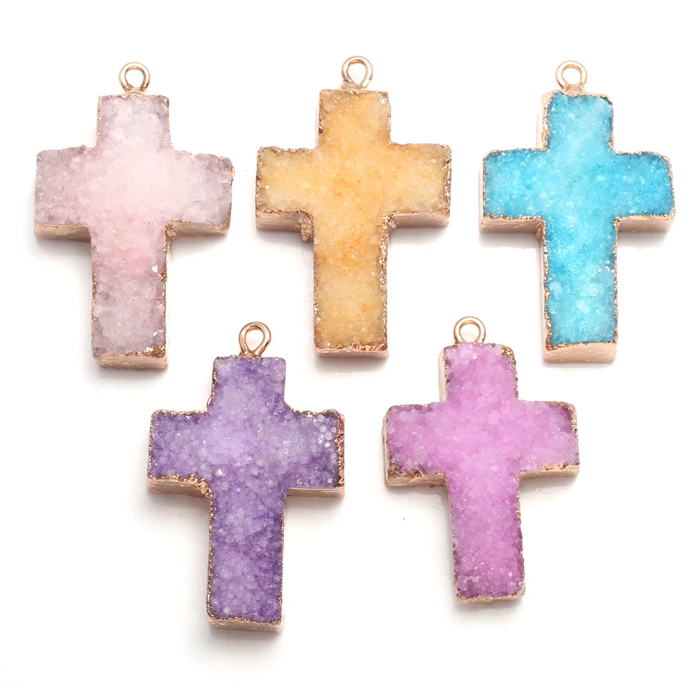 Natural Stone Druzy Agates Cross Gold Plated Pendant For Jewelry Making DIY Necklace Earrings Accessories Gems Charm Gift22x35mm
Natural Stone Druzy Agates Cross Gold Plated Pendant For Jewelry Making DIY Necklace Earrings Accessories Gems Charm Gift22x35mm