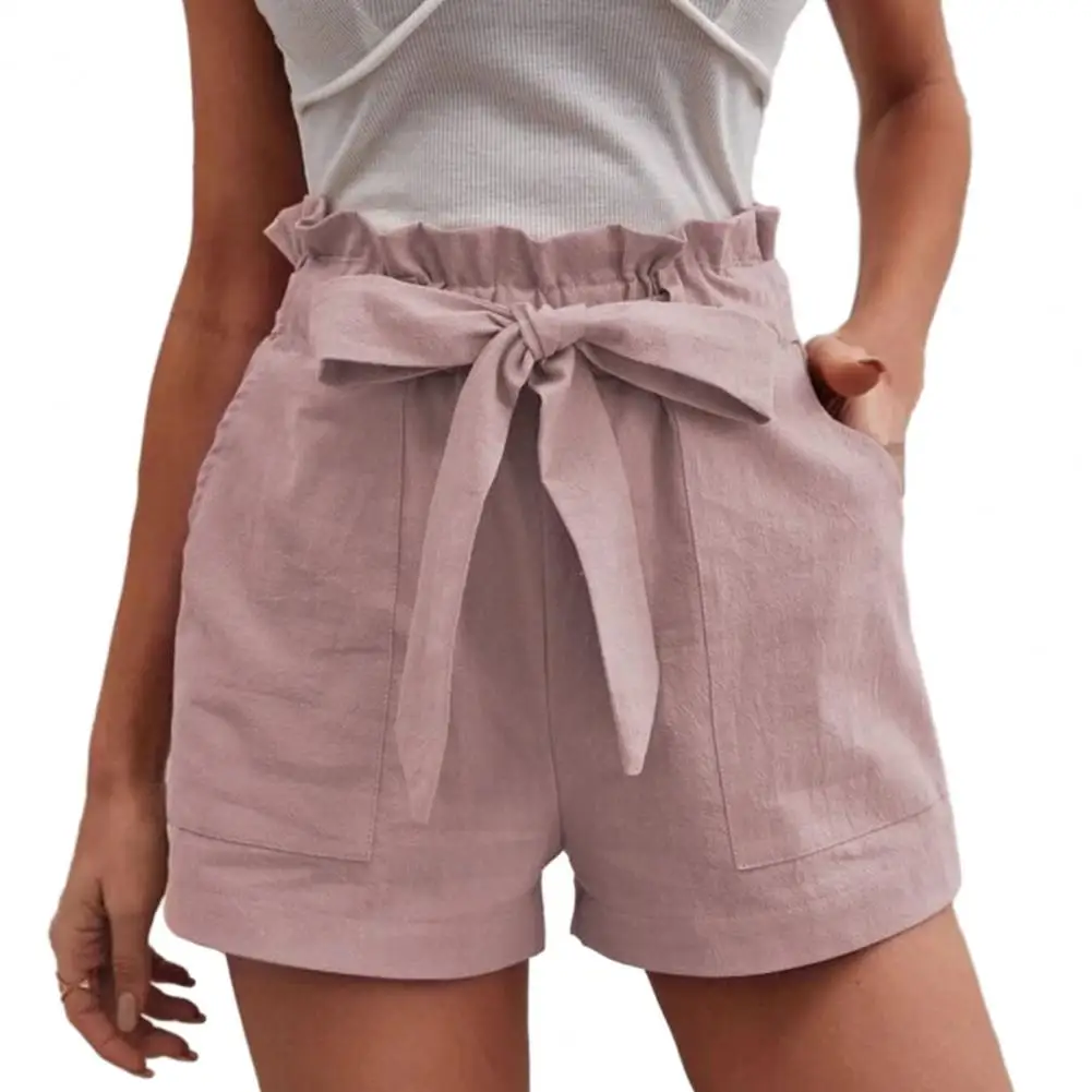 Women Shorts High Elastic Waist Shirring Bow Decor Lady Daily Shorts Solid Color Pockets Casual Above Knee Length Summer Shorts
Women Shorts High Elastic Waist Shirring Bow Decor Lady Daily Shorts Solid Color Pockets Casual Above Knee Length Summer Shorts