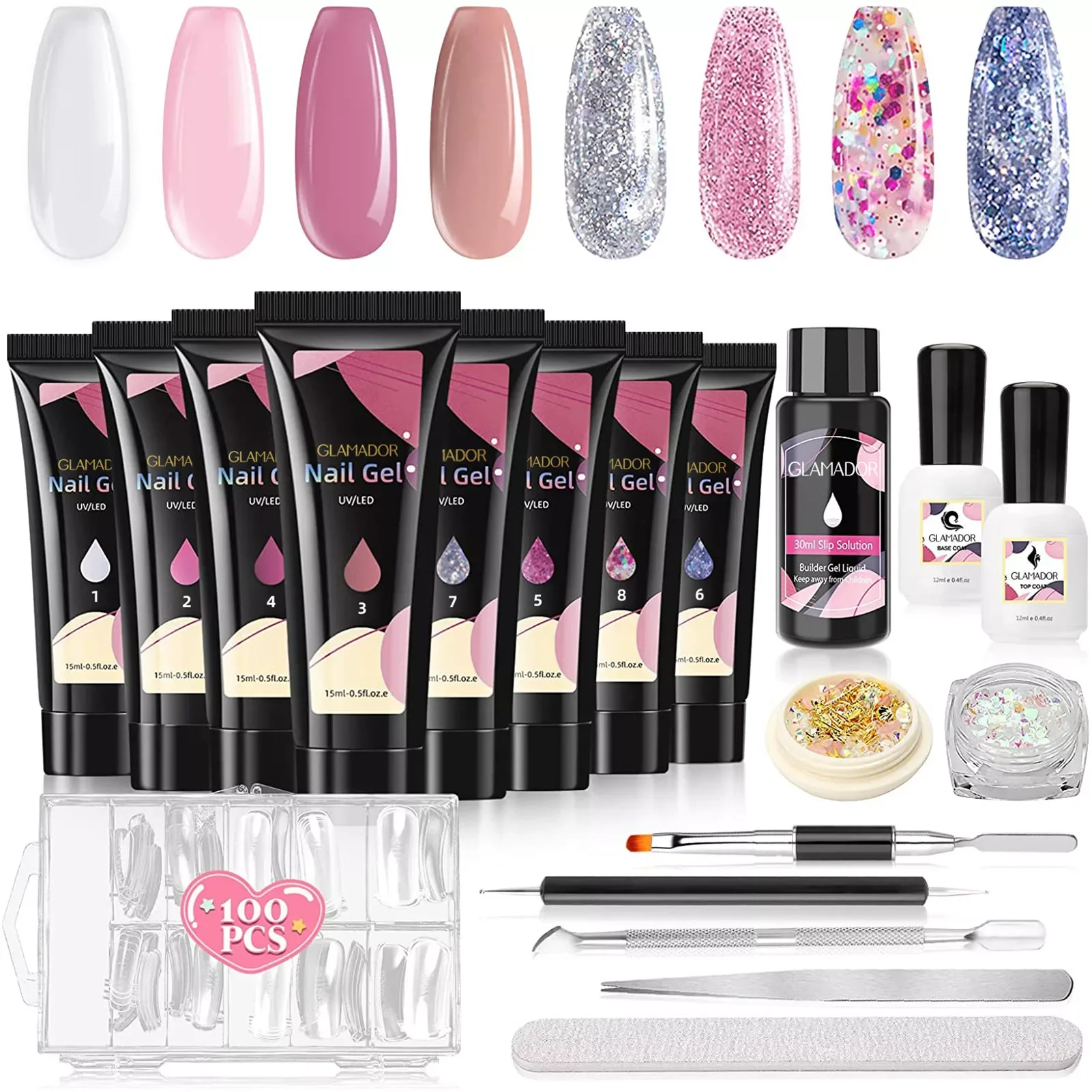 NEW2023 119Pcs Poly Nail Gel Kit Glitter Decorations Gel Extension Poly UV Nail Kit For Professional Nail Art Tools DIY French M
NEW2023 119Pcs Poly Nail Gel Kit Glitter Decorations Gel Extension Poly UV Nail Kit For Professional Nail Art Tools DIY French M