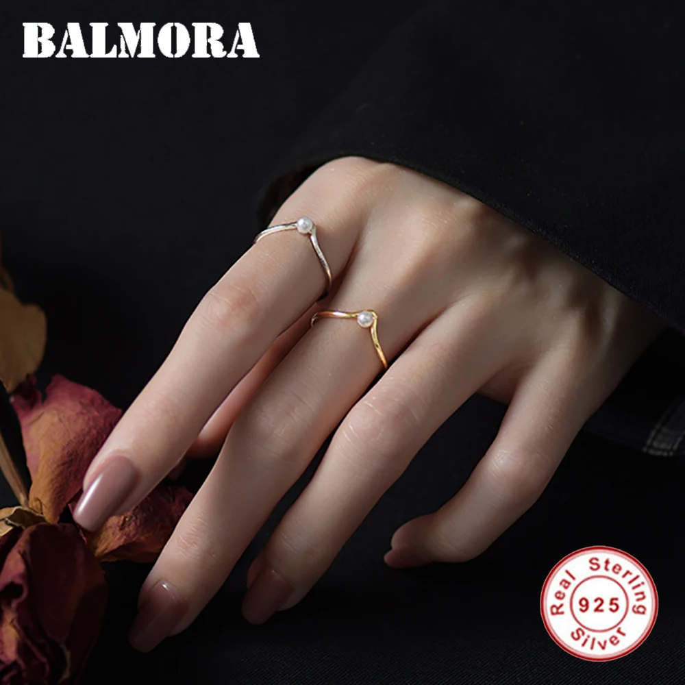 BALMORA S925 Silver Simple Trendy Gold Pearl Adjustable Rings For Women Girl Fashion Geometric Statement Anillos Jewelry Gift
BALMORA S925 Silver Simple Trendy Gold Pearl Adjustable Rings For Women Girl Fashion Geometric Statement Anillos Jewelry Gift