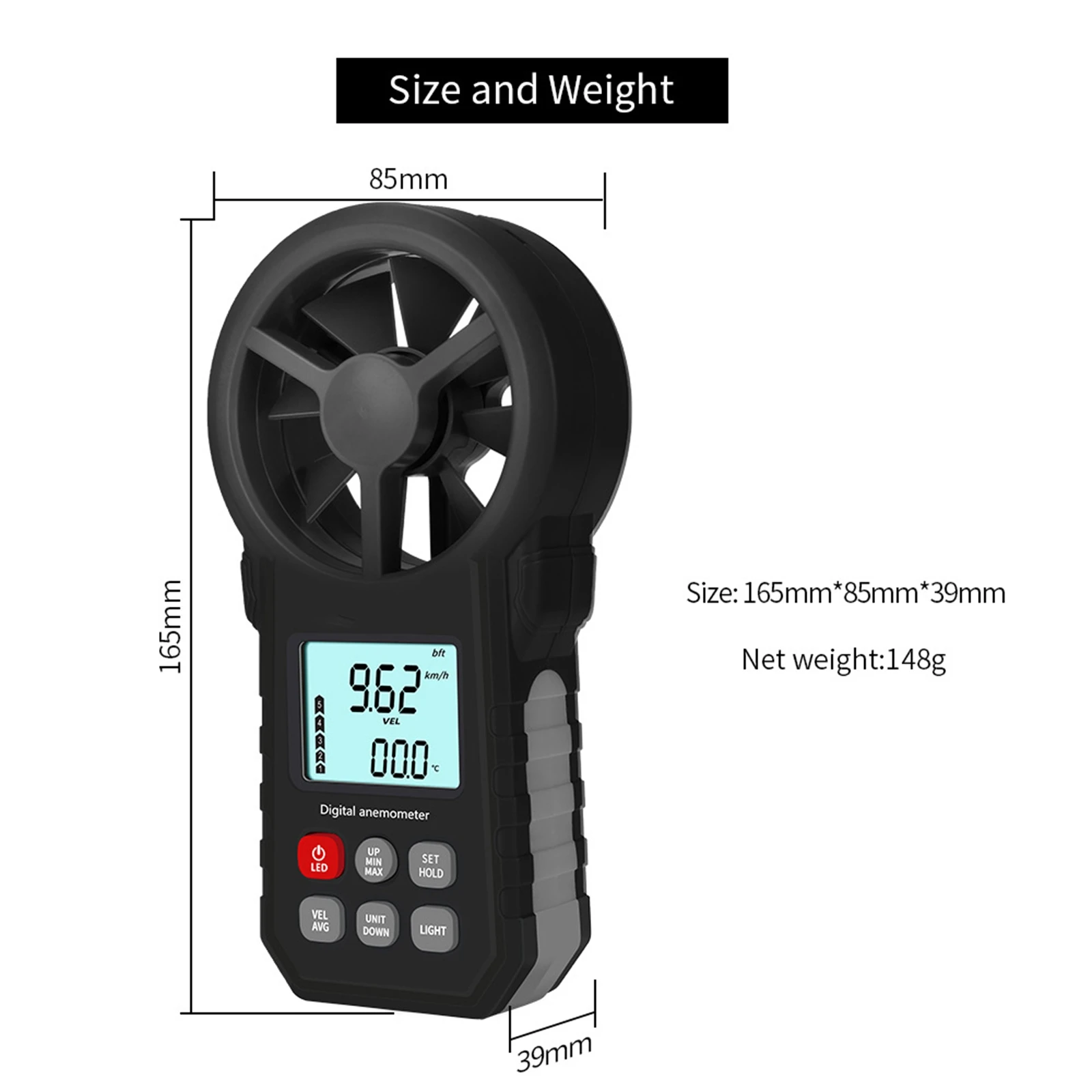 Цифровой анемометр MT62 ручной измеритель температуры и скорости ветра со