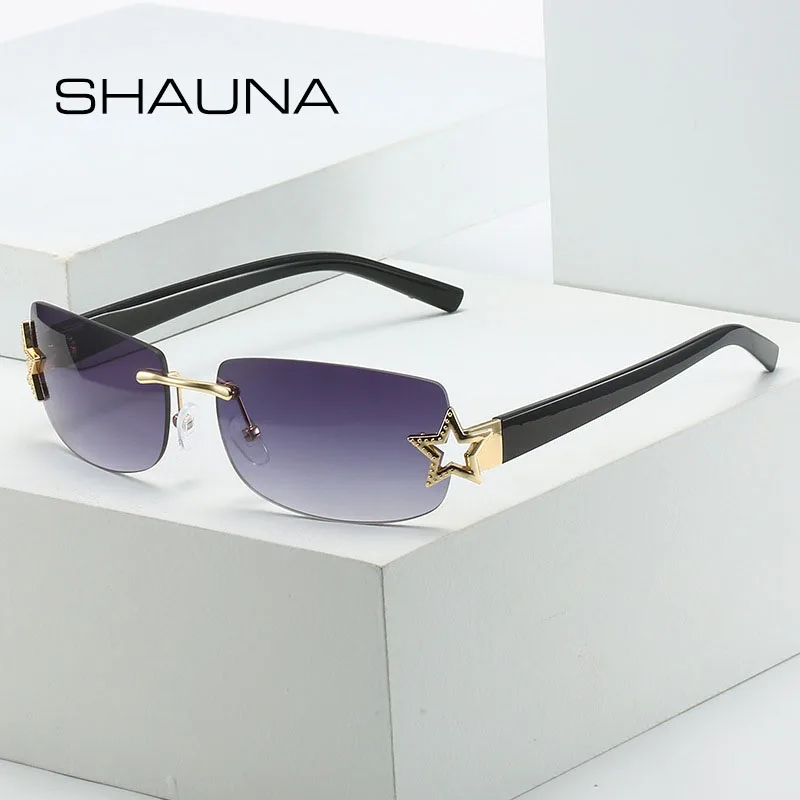 SHAUNA Fashion Rimless Star Sunglasses Women Rectangle Gradient Shades UV400 
SHAUNA Fashion Rimless Star Sunglasses Women Rectangle Gradient Shades UV400