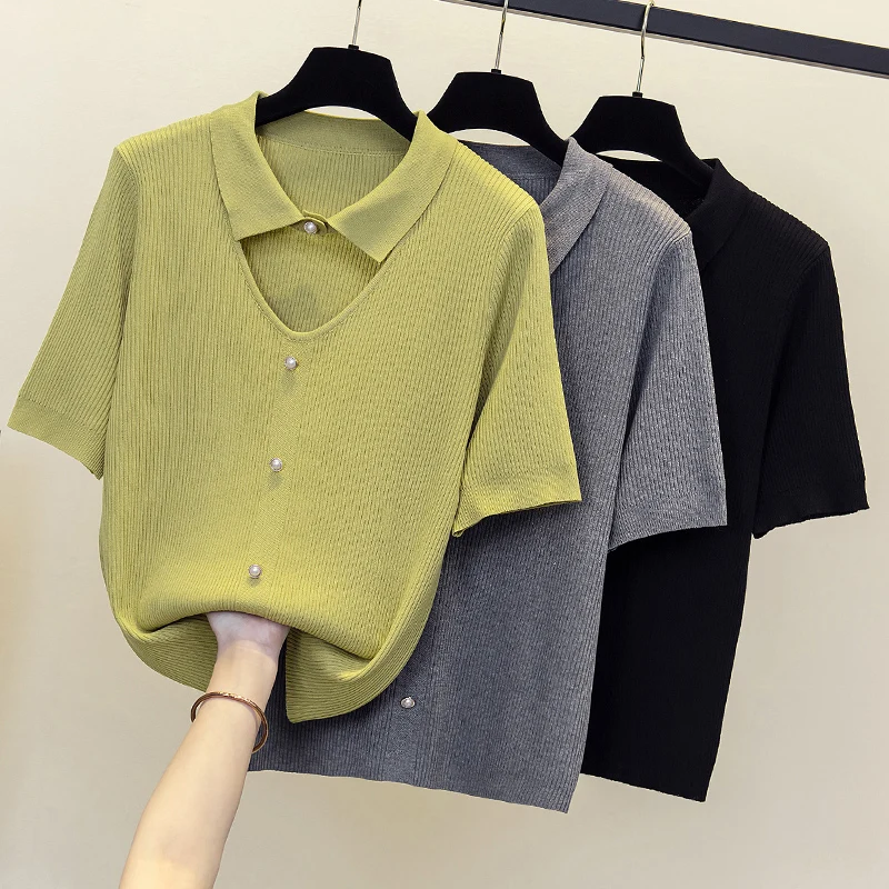 Oversized T-shirt Women clothing Sweater Loose V-Neck Stitching color Short sleeve Female Knitted Pullover Casual Women Sweater
Oversized T-shirt Women clothing Sweater Loose V-Neck Stitching color Short sleeve Female Knitted Pullover Casual Women Sweater