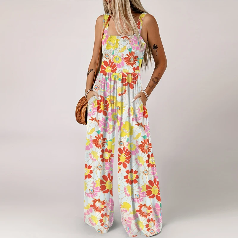 Casual Women Off Shoulder Beach Strap Rompers Summer New Sleeveless Jumpsuit Fashion Floral Printed Pocket Long Pants Playsuits
Casual Women Off Shoulder Beach Strap Rompers Summer New Sleeveless Jumpsuit Fashion Floral Printed Pocket Long Pants Playsuits