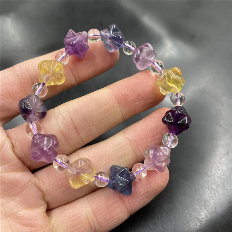 New color fluorite with shape small star bracelet, three-dimensional small stone bracelet
New color fluorite with shape small star bracelet, three-dimensional small stone bracelet