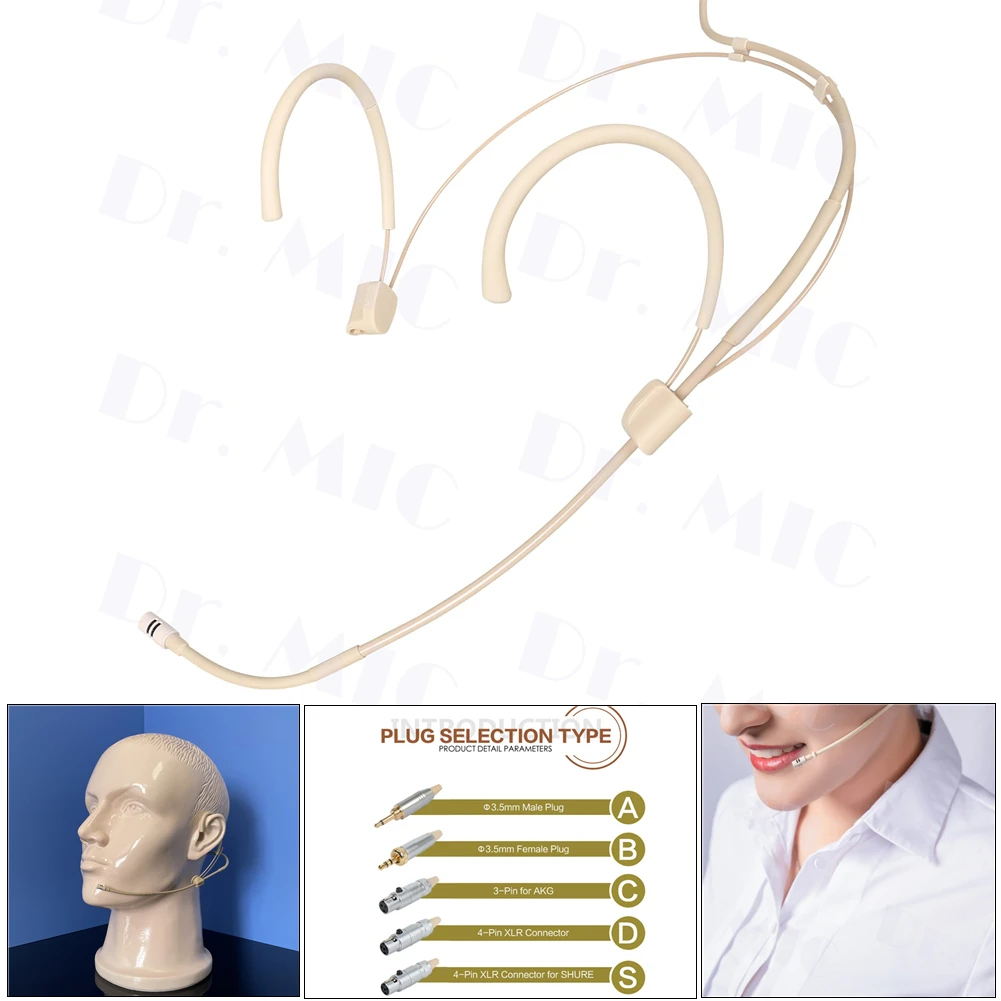 New Adjustable Beige Double Earhook Headset Mic Cardioid Headworn Microphone 3.5mmXLR For Wireless System With Microphone Cover
New Adjustable Beige Double Earhook Headset Mic Cardioid Headworn Microphone 3.5mmXLR For Wireless System With Microphone Cover