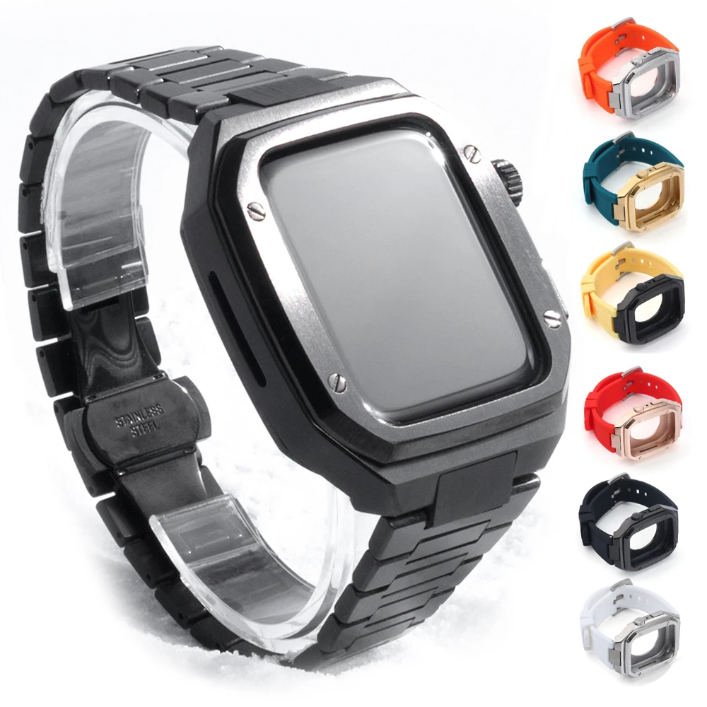 For Apple Watch Band 7 Modification Kit 45mm Stainless Steel/Silicone Strap+Bezel for IWatch SE 6 5 4 44mm 42mm Luxury Business
For Apple Watch Band 7 Modification Kit 45mm Stainless Steel/Silicone Strap+Bezel for IWatch SE 6 5 4 44mm 42mm Luxury Business