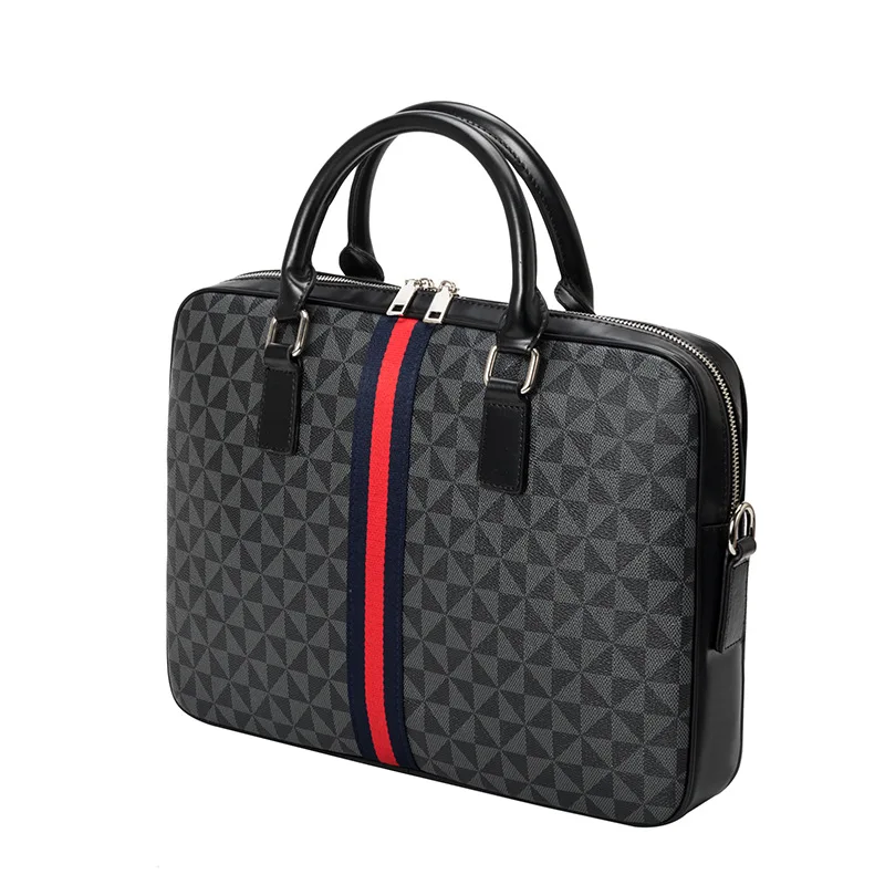 

Men's Briefcase Handbag Large Capacity Single Shoulder Messenger Bag 14-Inch Computer Bag Ribbon Contrast Color Women's Bag