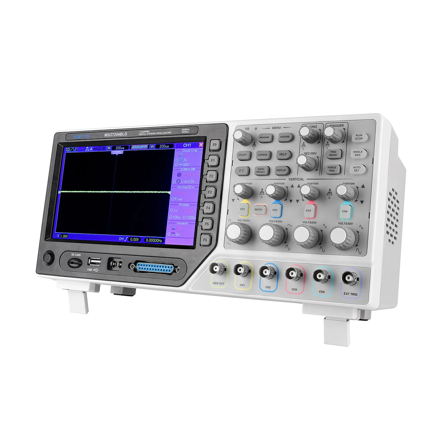 

Hantek MSO7204BLG 4 Channel Digital Oscilloscope 8 Channel Logic Analyzer 25MHz Arb. Waveform Generator 2Gsa/s 32K 3 in 1 200MHz