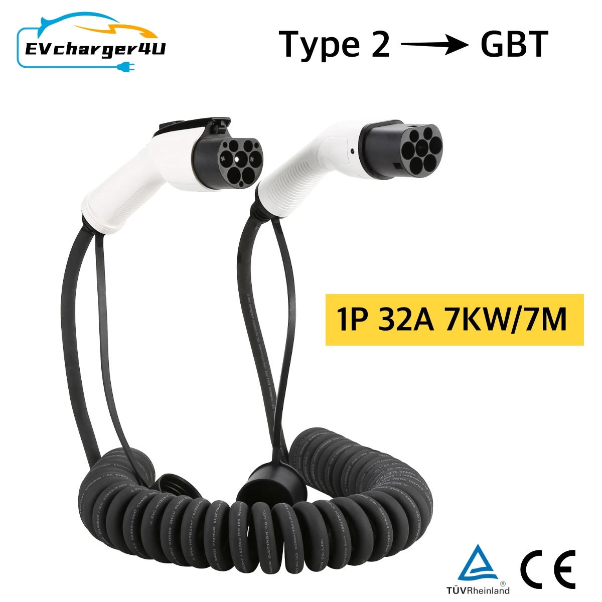 EVcharger4U IEC62196 Тип 2 к GBT Спиральный кабель для зарядки электромобилей 1 фаза/3 фазы 32A 5 м/7 м Тип 2 ГБ/Т Спиральный кабель EVSE для китайских электромобилей
EVcharger4U IEC62196 Тип 2 к GBT Спиральный кабель для зарядки электромобилей 1 фаза/3 фазы 32A 5 м/7 м Тип 2 ГБ/Т Спиральный кабель EVSE для китайских электромобилей