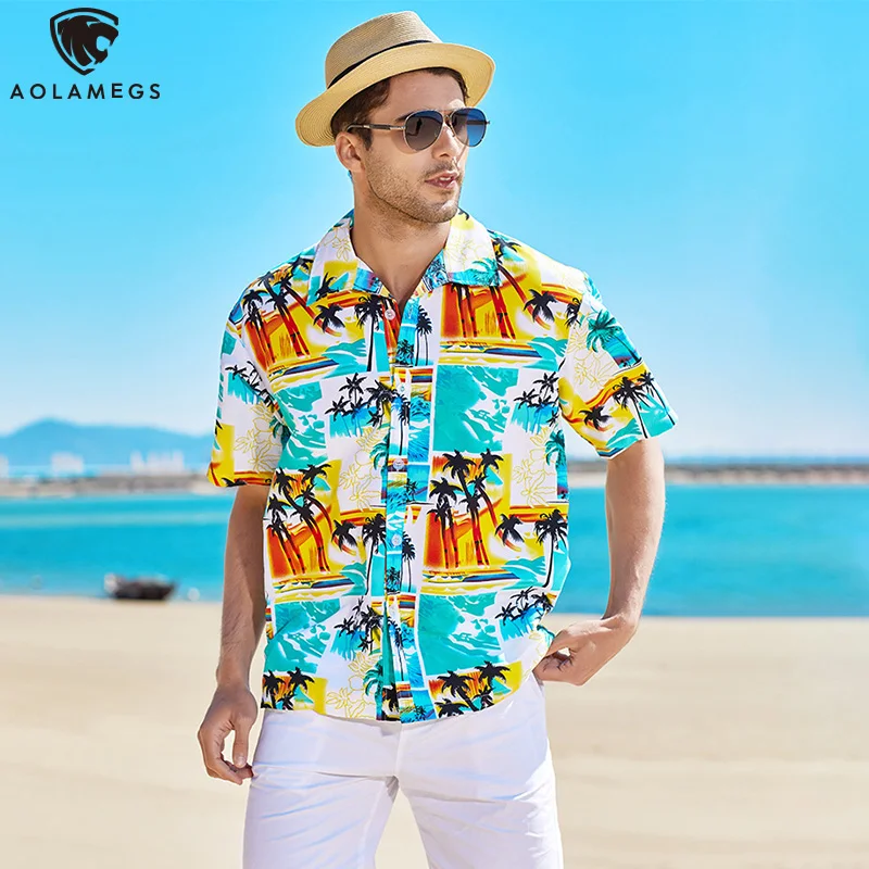 Aolamegs Men's Shirts Summer Colorful Thin Harajuku Short Sleeve Tops Breathable Casual Hipster Beach High Street Men's Clothing
Aolamegs Men's Shirts Summer Colorful Thin Harajuku Short Sleeve Tops Breathable Casual Hipster Beach High Street Men's Clothing