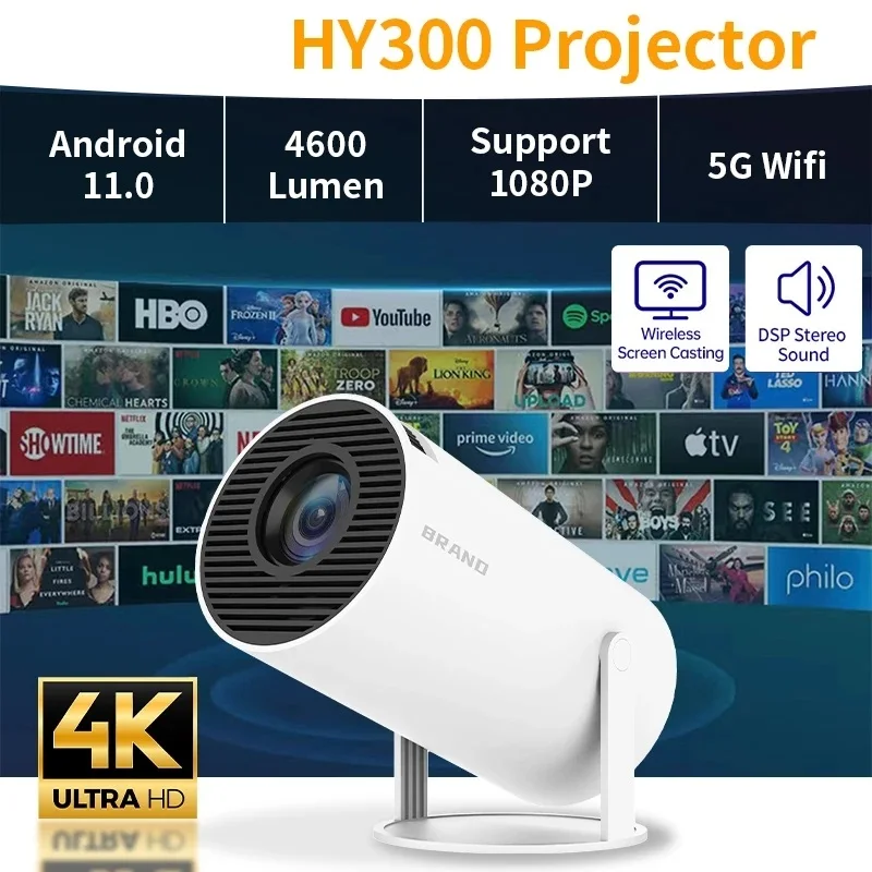HY300 HDMI Portable LED Projector Android 11.0 4K Full HD 720P 120 ANSI Support 2.4G&5G WIFI Wireless Connection BT5.0
HY300 HDMI Portable LED Projector Android 11.0 4K Full HD 720P 120 ANSI Support 2.4G&5G WIFI Wireless Connection BT5.0