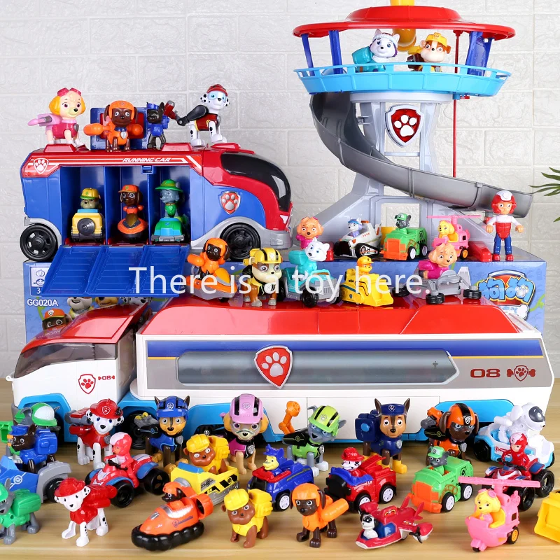

Paw Patrol Birthday Gift Toys for Boys Bus Captain Ryder Kids Pow Chase Skye Marshall Figure Cartoon Toy Car Lookout Tower