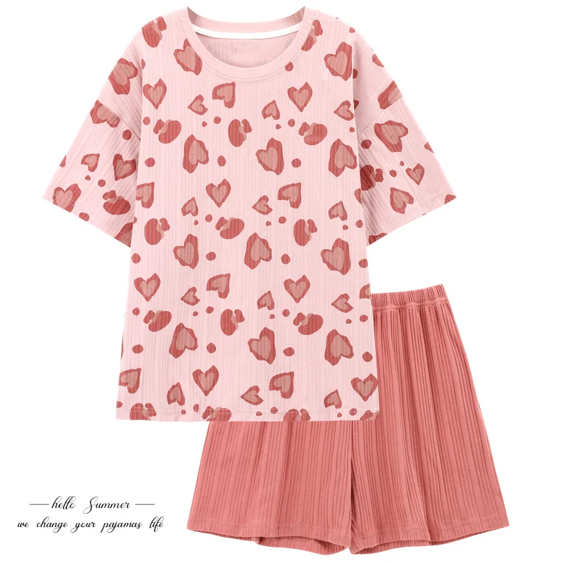 Women Pajamas Short Sleeve Pullover Shorts Nightwear Women Lounge Wear Jacquard Thin Ladies Homewear Cotton Sleep Set Pjs Female
Women Pajamas Short Sleeve Pullover Shorts Nightwear Women Lounge Wear Jacquard Thin Ladies Homewear Cotton Sleep Set Pjs Female