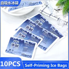 10PC Ice Packs Reusable Self-Priming Ice Bag Icing Cooler Bag Pain Cold Compress DrinkS Refrigerate Food Keep Fresh Dry Ice Pack