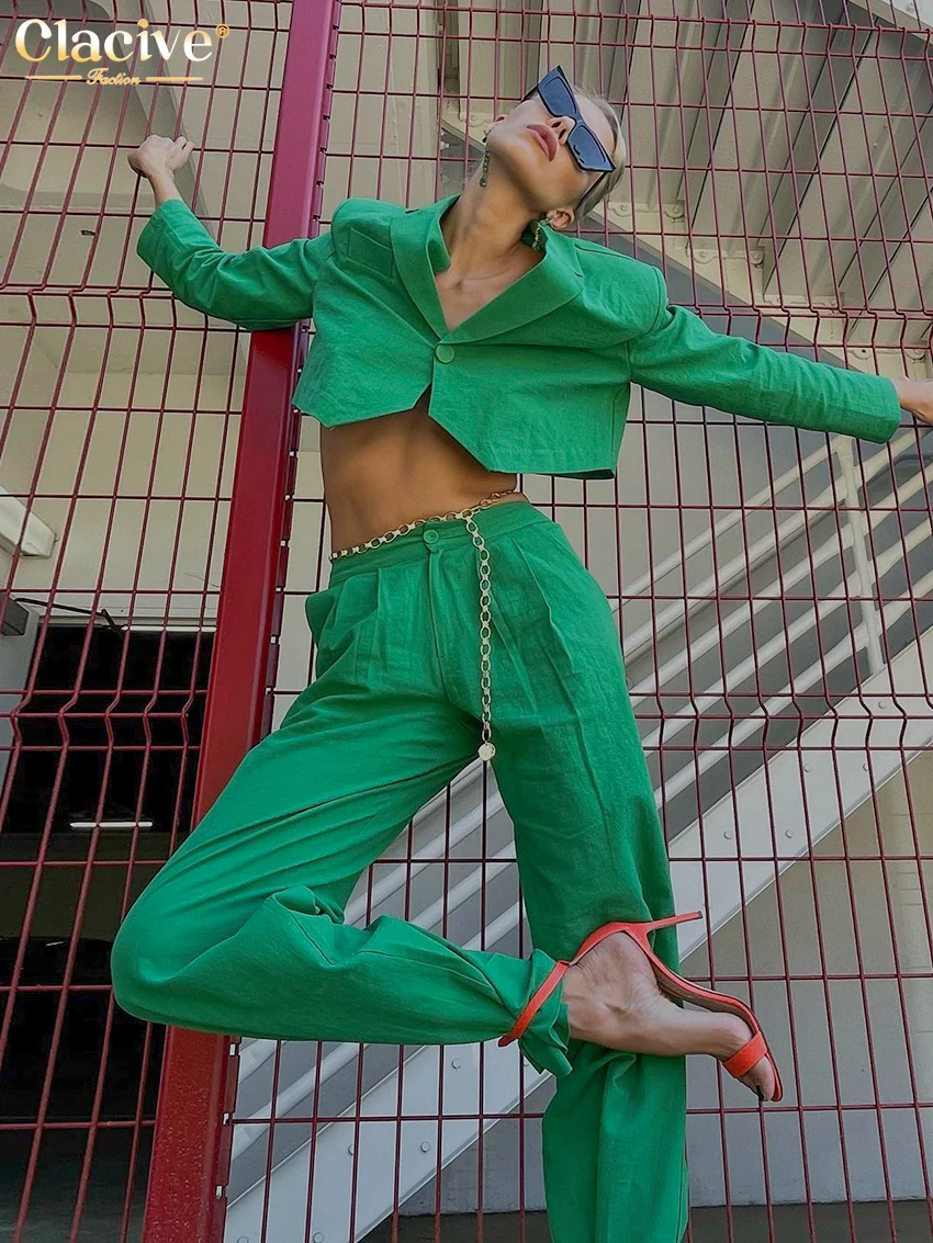 Clacive Sexy Green 2 Piece Sets Womens Outfits 2022 Bodycon Lapel Long Sleeve Crop Blazer With High Wasit Trouser Suits Female
Clacive Sexy Green 2 Piece Sets Womens Outfits 2022 Bodycon Lapel Long Sleeve Crop Blazer With High Wasit Trouser Suits Female