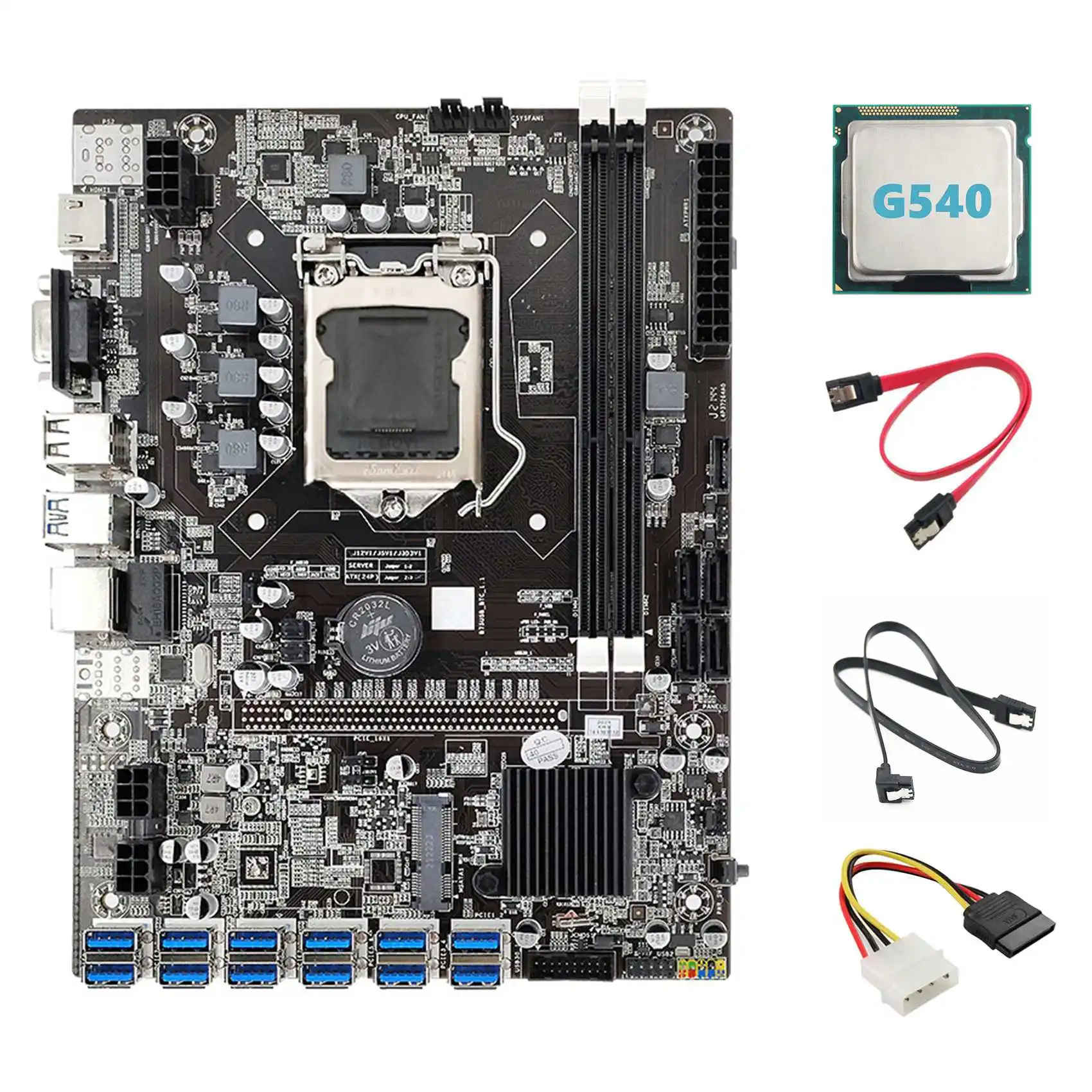 B75 12USB BTC Mining Motherboard+G540 CPU+2XSATA Cable+4PIN IDE to SATA Cable 12 USB3.0 B75 ETH Miner Motherboard
B75 12USB BTC Mining Motherboard+G540 CPU+2XSATA Cable+4PIN IDE to SATA Cable 12 USB3.0 B75 ETH Miner Motherboard