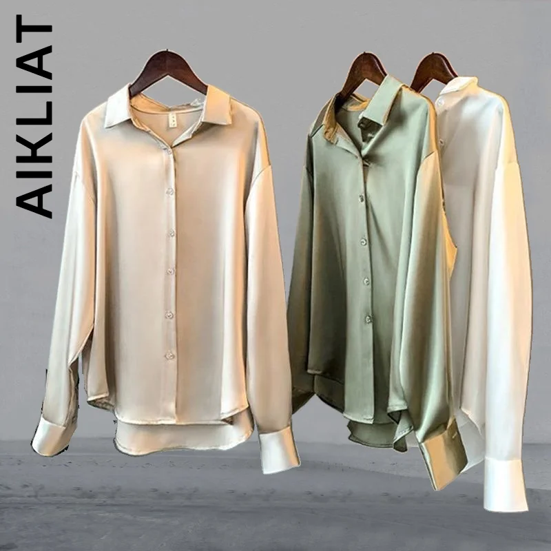 Aikliat Shirt Spring Women Office Lady Slim Casual Women's Shirt Satin Imitation Silk Shirts Top Elegant Soft Blouses Female
Aikliat Shirt Spring Women Office Lady Slim Casual Women's Shirt Satin Imitation Silk Shirts Top Elegant Soft Blouses Female