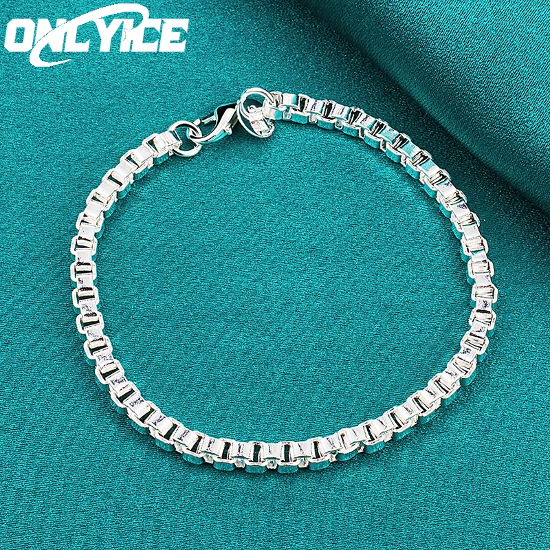 ONLYICE 925 Stamped Silver 4mm Box Chain Bracelet For Men Women Wedding Party Fashion Charm Jewelry High Quality Gifts
ONLYICE 925 Stamped Silver 4mm Box Chain Bracelet For Men Women Wedding Party Fashion Charm Jewelry High Quality Gifts