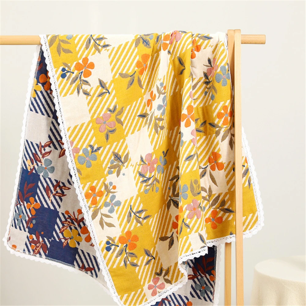 

Floral Large Women Kids Bath Towels for Children Adult 80*160 cm Five-layer Cotton Gauze Double Sided Yarn-dyed Jacquard
