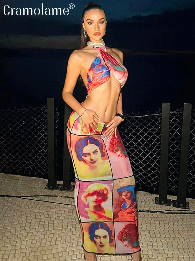 Sexy Halter Backless Printed Bodycon Maxi Dress Women Sleeveless Cut Out Beach Party Club One Piece Long Dresses Female Vestidos
Sexy Halter Backless Printed Bodycon Maxi Dress Women Sleeveless Cut Out Beach Party Club One Piece Long Dresses Female Vestidos