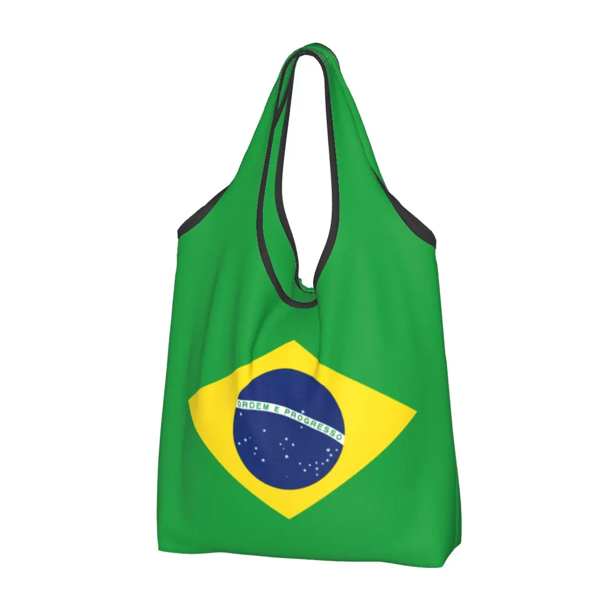 

Сумка для покупок с бразильским флагом, сумка для покупок, сумка-тоут через плечо, вместительная Портативная сумка