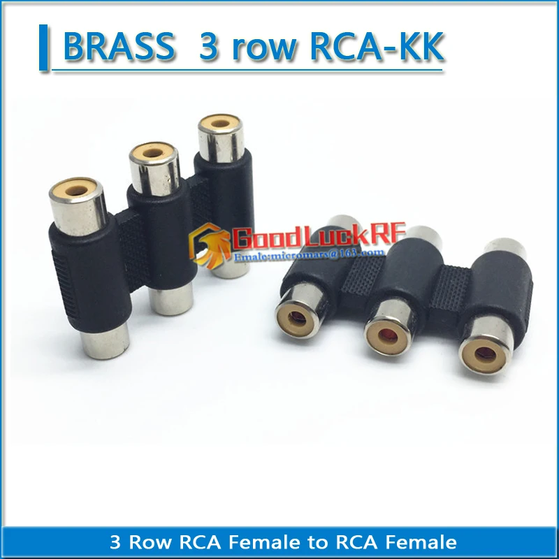 

three row Dual RCA Female to RCA Female audio and video connection Brass lotus AV plug RF connector extension conversion