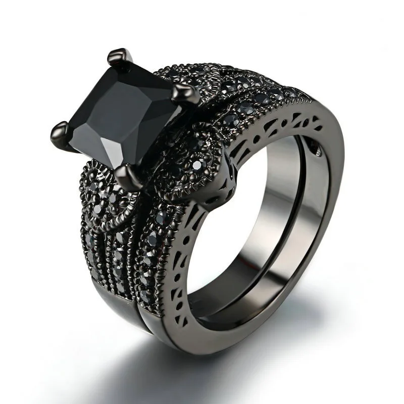 New Trendy Black Gun Double Row Crystal Rings For Women And Men Shine CZ Stone Inlay Fashion Jewelry Party Gift Couple Ring
New Trendy Black Gun Double Row Crystal Rings For Women And Men Shine CZ Stone Inlay Fashion Jewelry Party Gift Couple Ring