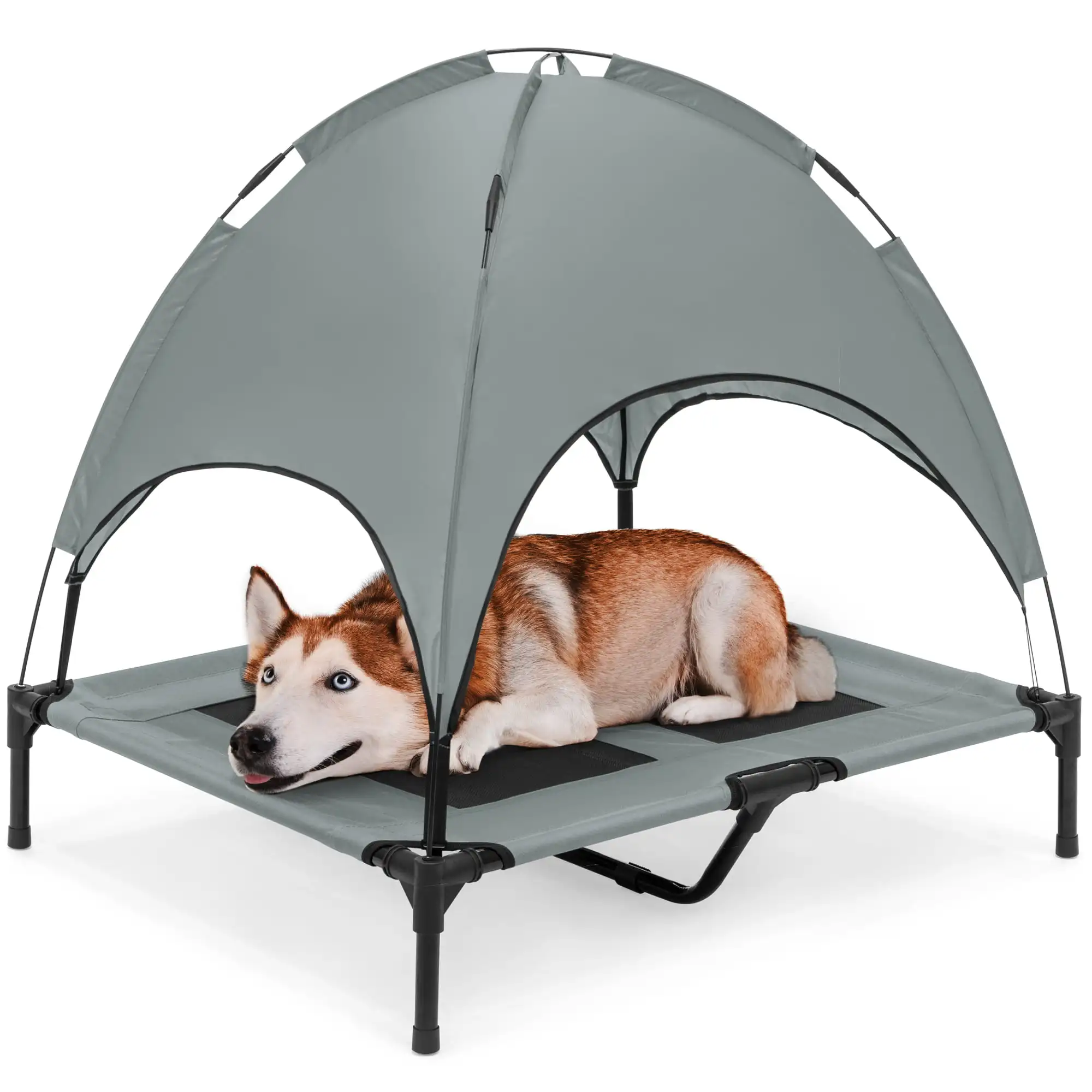 36in Outdoor Raised Mesh Cot Cooling Dog Pet Bed w/ Removable Canopy, Travel Bag - Gray
36in Outdoor Raised Mesh Cot Cooling Dog Pet Bed w/ Removable Canopy, Travel Bag - Gray