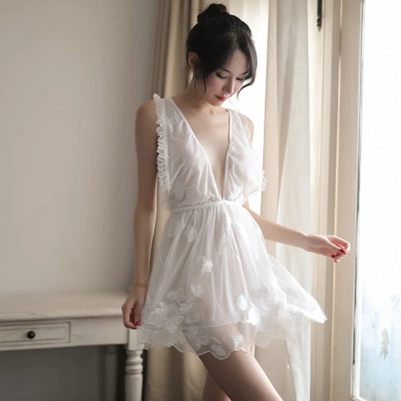 Sexy See through Sleepwear and thongs Sets Women Sleeveless Patchwork Elegant ChiffonLady's Floral Print Lace Mesh Skirt Sets
Sexy See through Sleepwear and thongs Sets Women Sleeveless Patchwork Elegant ChiffonLady's Floral Print Lace Mesh Skirt Sets