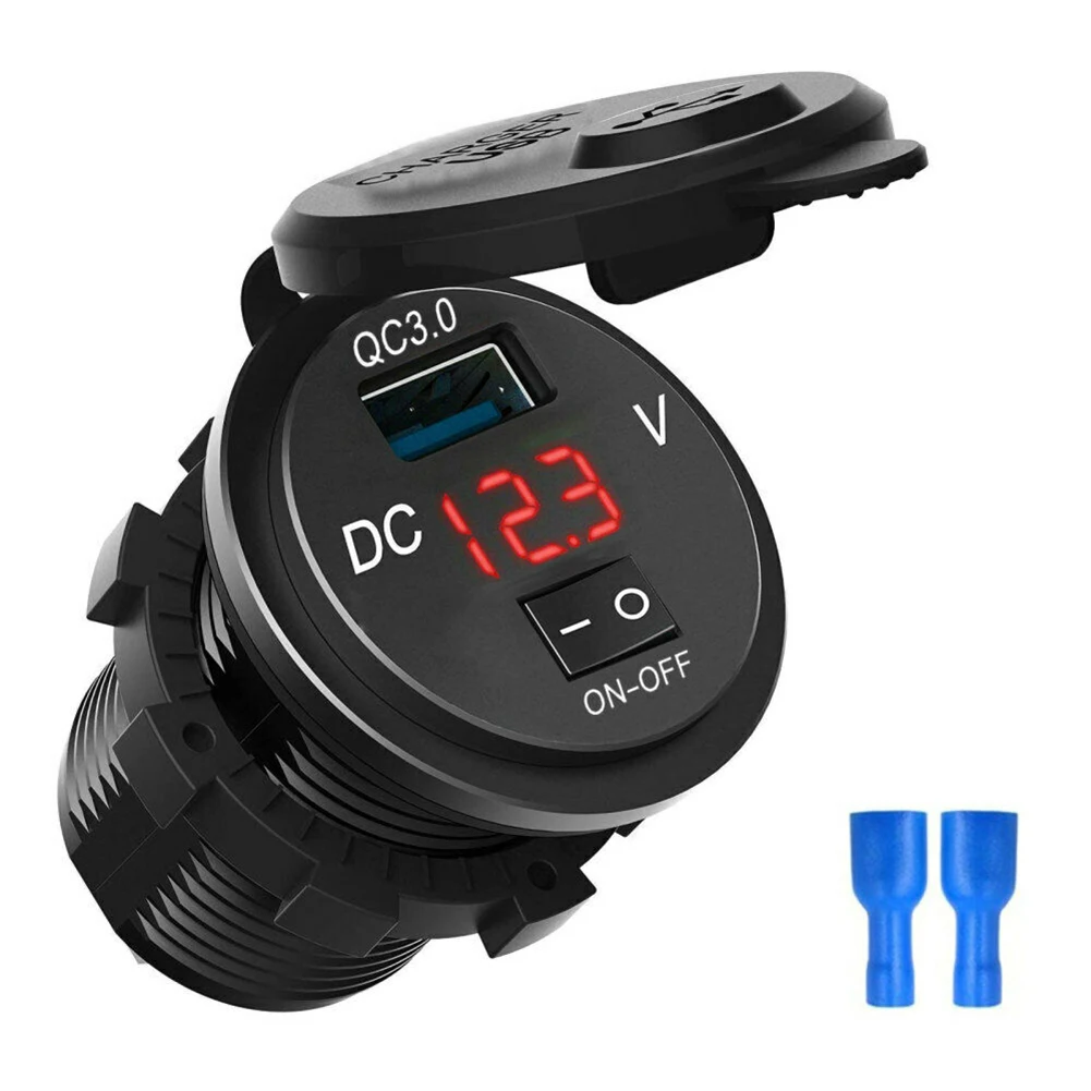 1x USB Car Charger Socket LED Digital Display Voltmeter With ON/OFF Switch Motorcycle Boat DC12-24V DC 5V 3.1A, 9V 2.1A,12V 1.5A
1x USB Car Charger Socket LED Digital Display Voltmeter With ON/OFF Switch Motorcycle Boat DC12-24V DC 5V 3.1A, 9V 2.1A,12V 1.5A