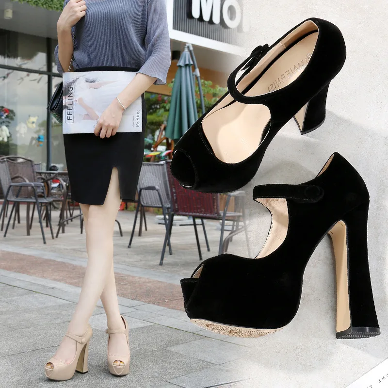 Women Spring Summer Sexy Platform Heels Open Toe Pumps 14cm Thick High Heels Club Catwalk Ladies Party Womans Shoes Size 45 46
Women Spring Summer Sexy Platform Heels Open Toe Pumps 14cm Thick High Heels Club Catwalk Ladies Party Womans Shoes Size 45 46