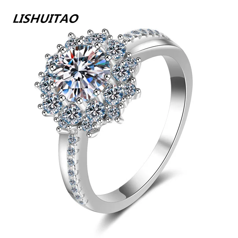 Jewelry For Women's S925 Sterling Silver Moissanite 1 Carat Ring Women's Gold Plated 18K Fashion Luxury Sunflower Wedding Ring
Jewelry For Women's S925 Sterling Silver Moissanite 1 Carat Ring Women's Gold Plated 18K Fashion Luxury Sunflower Wedding Ring