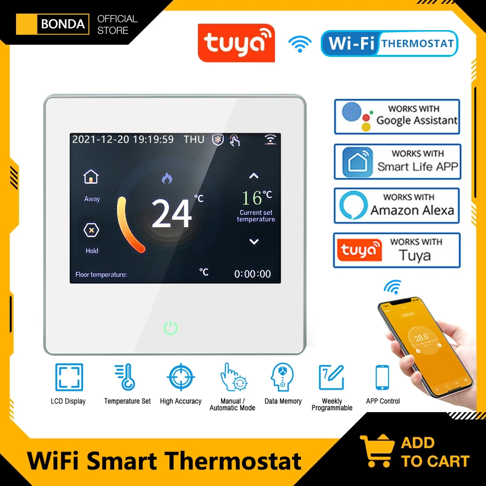 терморегулятор для пола Умный термостат BONDA с поддержкой Wi-Fi и датчиком температуры терморегулятор теплый пол элекрический умный дом
терморегулятор для пола Умный термостат BONDA с поддержкой Wi-Fi и датчиком температуры терморегулятор теплый пол элекрический умный дом