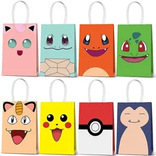 1/3/5pcs Pokemon Pikachu Squirtle Candy Paper Bag Stand Up Bag Paper Gift Bag Kraft Paper Favor Top Packing Christmas Gift Bag
