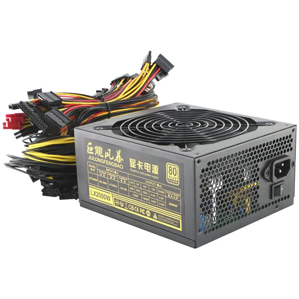 

500W above 180V-260V ATX ETH Bitcoin Mining Power Supply Support 8 Display Cards GPU For BTC Bitcoin Miner