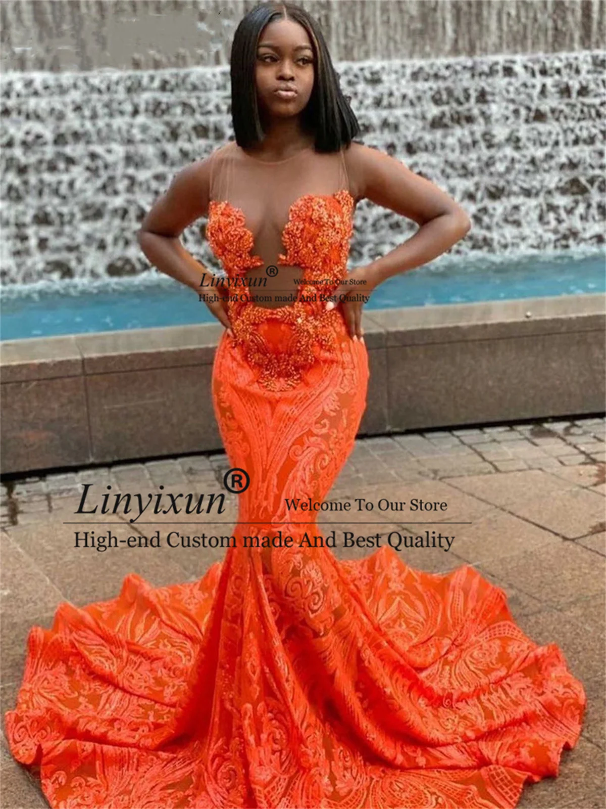 Женское вечернее платье-русалка без рукавов, длинное оранжевое кружевное платье с аппликацией, с прозрачным вырезом, со шлейфом, для выпуск...
Женское вечернее платье-русалка без рукавов, длинное оранжевое кружевное платье с аппликацией, с прозрачным вырезом, со шлейфом, для выпуск...