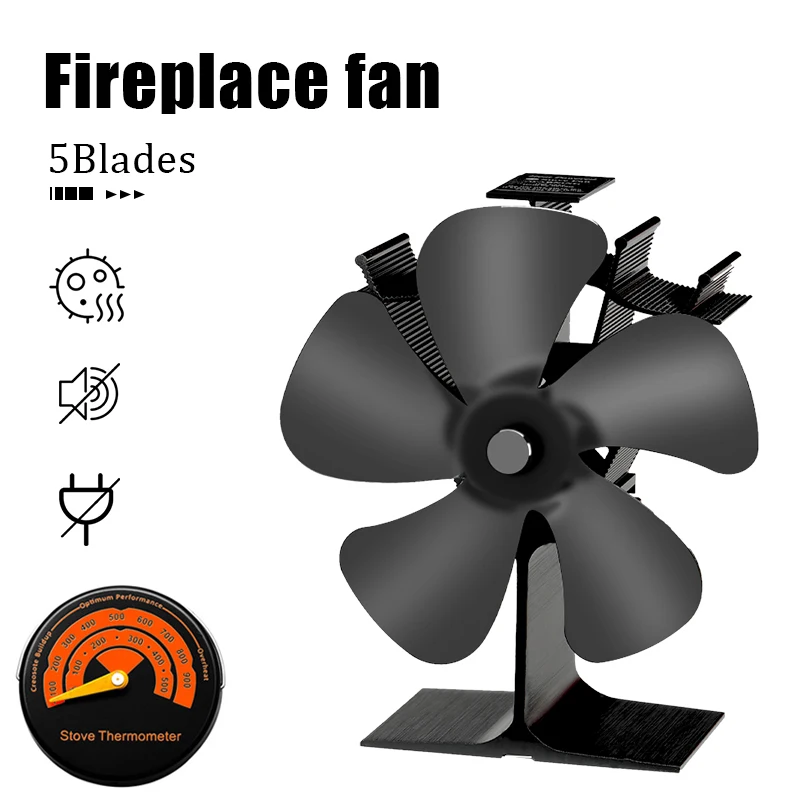 Black Fireplace 5 Blades Heat Powered Stove Fan Log Wood Burner Eco-fan Quiet Home Fireplace Fan Efficient Heat Distribution
Black Fireplace 5 Blades Heat Powered Stove Fan Log Wood Burner Eco-fan Quiet Home Fireplace Fan Efficient Heat Distribution