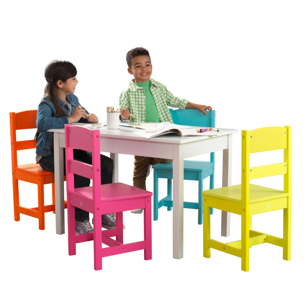 KidKraft Wooden Table and 4 Chair Set, Brightly Colored - Highlighter
KidKraft Wooden Table and 4 Chair Set, Brightly Colored - Highlighter