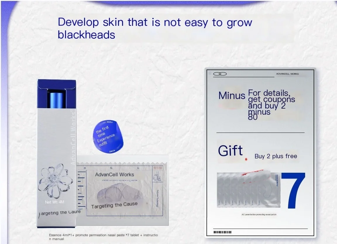 ACW black head care set small blue tube essence + nose paste shrink pores inhibit growth of the nose to black head artifact
ACW black head care set small blue tube essence + nose paste shrink pores inhibit growth of the nose to black head artifact
