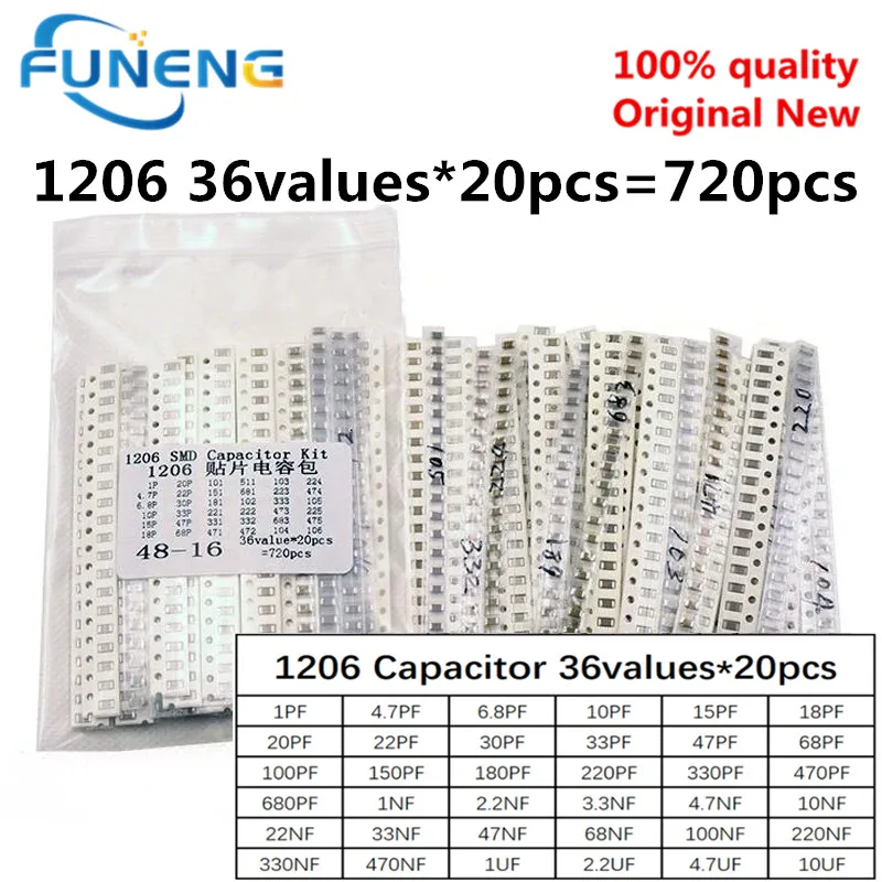 1206 SMD конденсатор в ассортименте, 36 значений * 20 шт. = 7 20 шт. 1 пФ ~ 10 мкФ набор образцов, электронный набор «сделай сам»
1206 SMD конденсатор в ассортименте, 36 значений * 20 шт. = 7 20 шт. 1 пФ ~ 10 мкФ набор образцов, электронный набор «сделай сам»