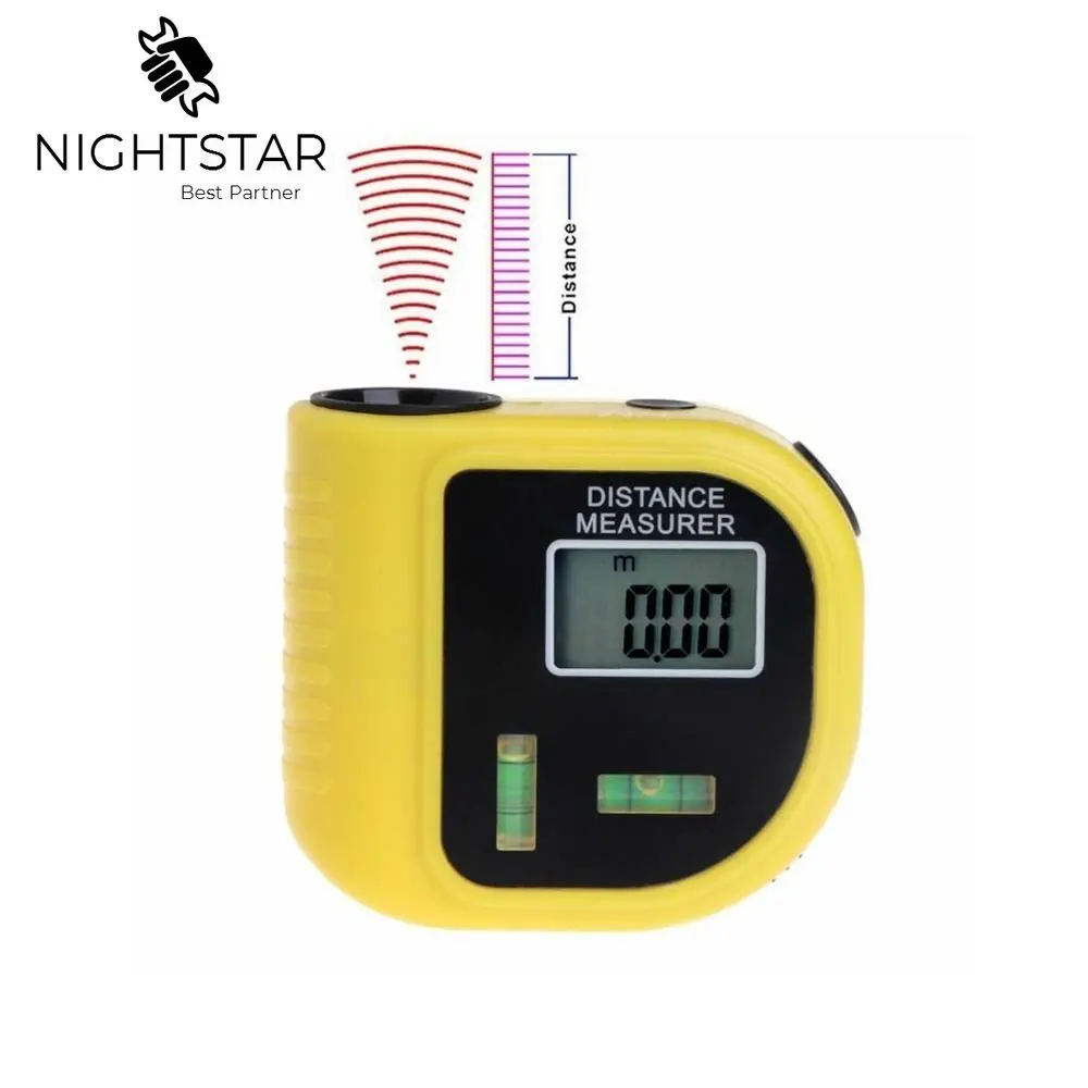 

Mini Ultrasonic Digital Tape Measure Laser Range Finder Distance Meter & Laser Pointer Rangefinder Level Tool 18M