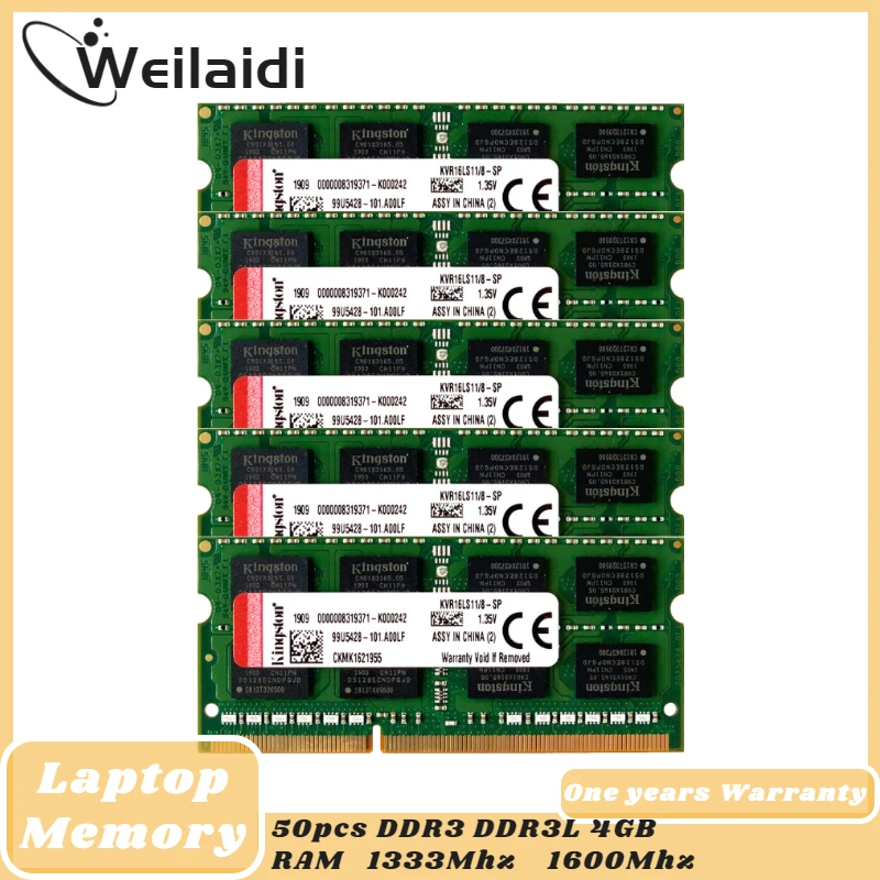 

Kingston Memory Ram DDR3 50PCS 4GB 1333MHZ DDR3L PC3-10600S 1600MHZ 12800S Laptop Notebook 204pin 1.35V 1.5V SODIMM Wholesale