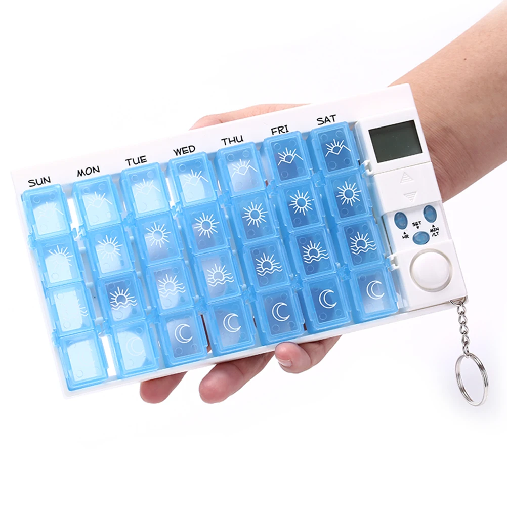 28 Cells Weekly LCD Intelligent Pill Dispenser Smart Medicine Box With Reminder Timer Weekly Sort Folding Vitamin Medicine Box
28 Cells Weekly LCD Intelligent Pill Dispenser Smart Medicine Box With Reminder Timer Weekly Sort Folding Vitamin Medicine Box